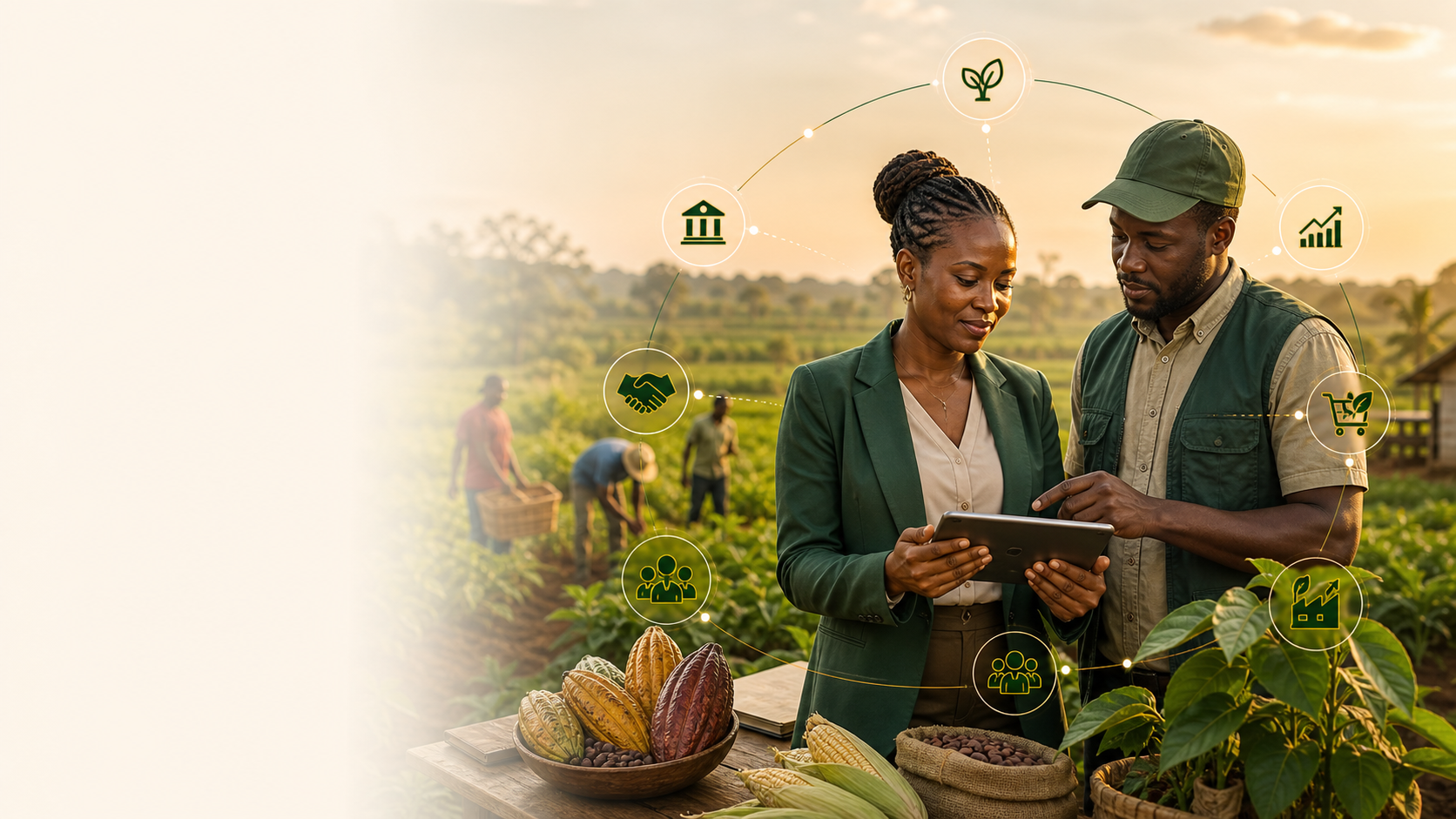 Investisseuse consultant les projets agricoles sur une tablette